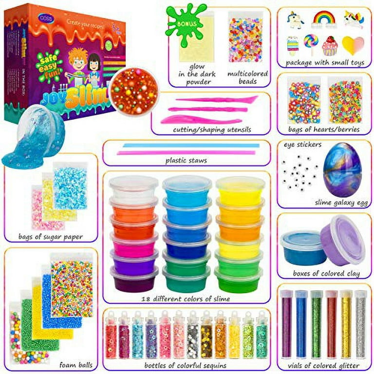  Toy Monster Slime Kit for Girls Ages 6-12, FunKidz Glow in Dark  Slime Making Set for Kids Make Soft Slime Balls with Photochromic Powder  Boys Ideal Party Gift : Toys 