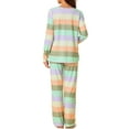 thumbnail image 3 of INSPIRE CHIC Women's Pajama Set Cotton Outfits Long Sleeves Top with Pants Colorful Stripe Loungewear L Purple, 3 of 5