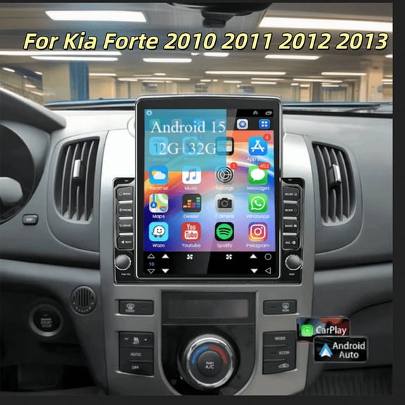 2 64G 9.7in Double Din Car Stereo Radio for Kia forte 2010 2011 2012 2013 - GPS Navigation Head Unit with Built-in Wireless CarPlay, Backup Camera, Bluetooth, WiFi, SWC & Mirror Link