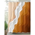 thumbnail image 2 of Fsddascl Orange Coastal Beach Shower Curtain Set - Small 36" x 72" Bathtub Curtain with 12 Hooks, Rustic Abstract Sea Waves Striped Waterproof Fabric Stall Shower Curtains for Bathroom/Bathtub, 2 of 6