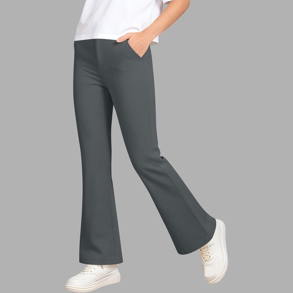 Teen Girls Flare Pants Stretchy Slim Fit Bootcut Yoga Leggings Dressy Trousers for School Uniform Daily Wear, 4T-12Y
