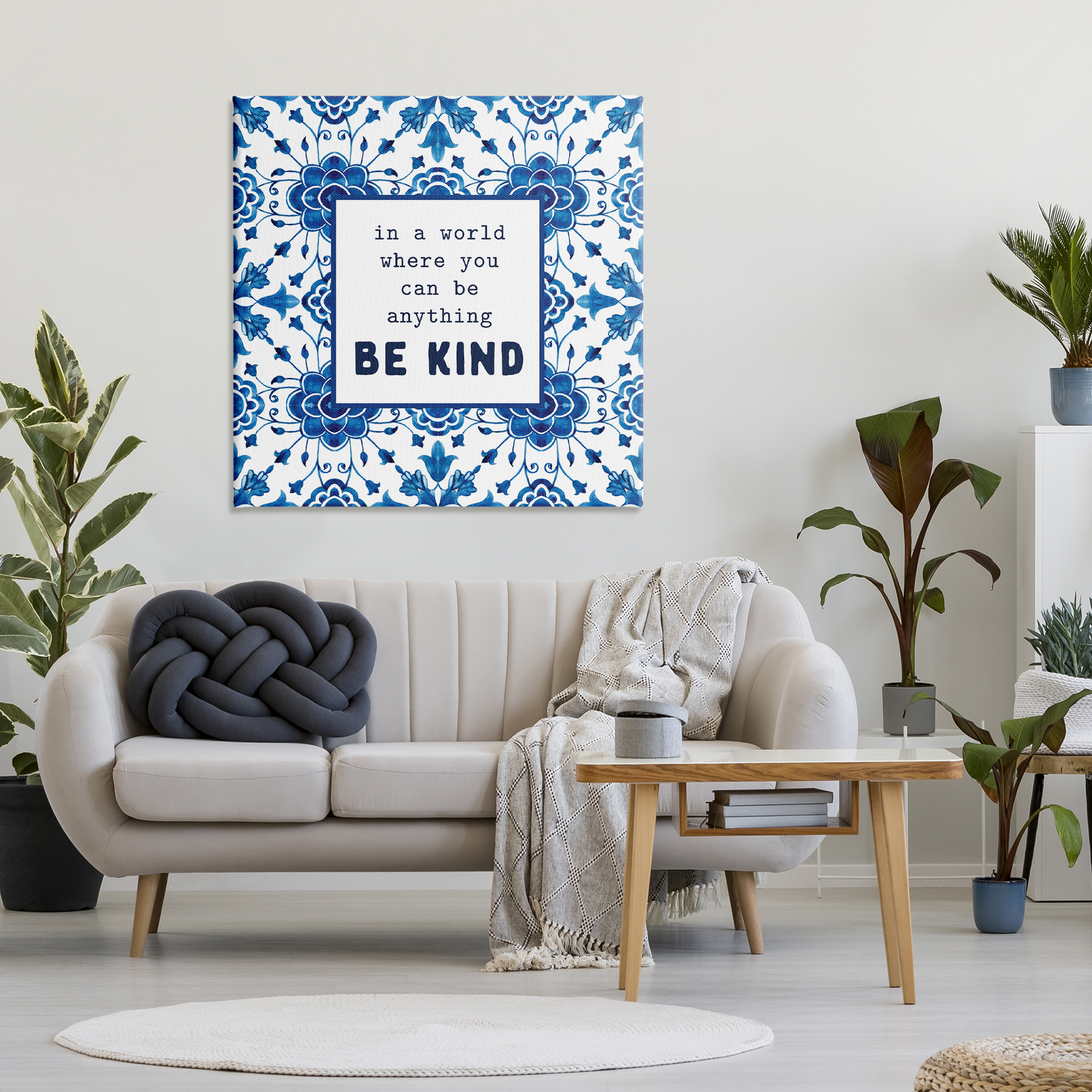 Patterned Be Kind Encouragement Canvas Wall Art, design by Lettered and Lined