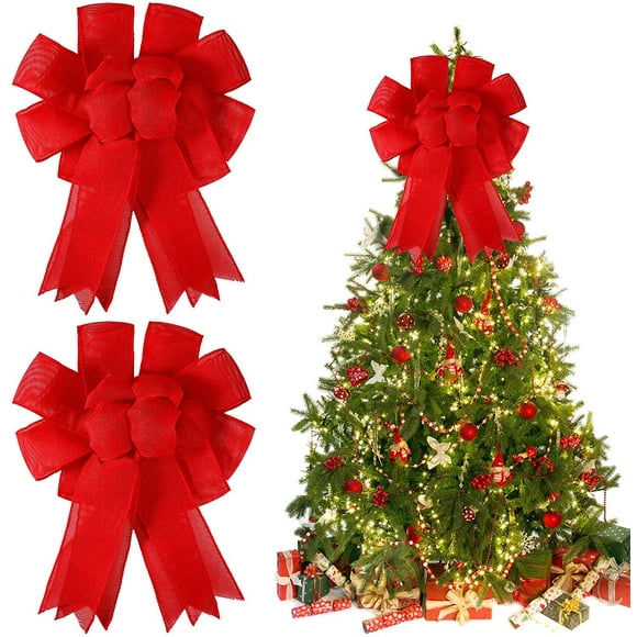 YQHWQ Large Burlap Bow Christmas Burlap Bow Handmade Burlap Decoration Christmas Tree Holiday Party Decoration Supplies Red Exquisite Elegant