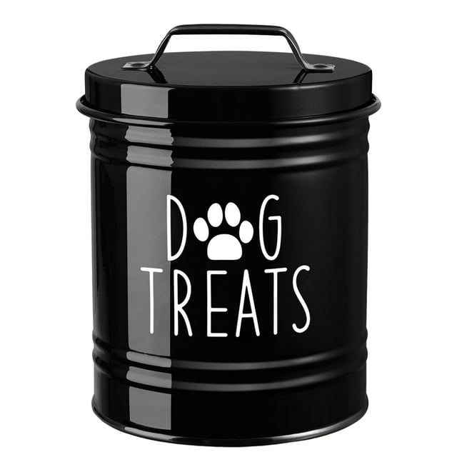 Contenedor de almacenamiento de comida para perros funcional de 54 oz con asa de metal resistente y compacto, regalos para negro
