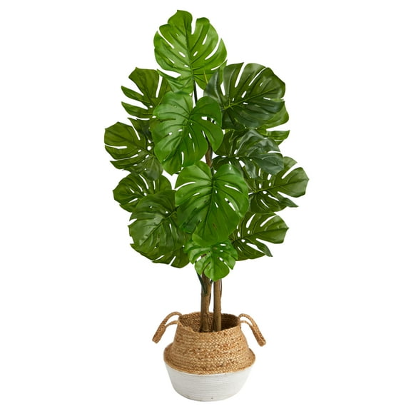 Nearly Natural 4' UV Resistant Monstera Artificial Tree in Woven Planter