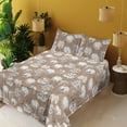 thumbnail image 2 of Ambesonne Springtime Fitted & Flat Sheet with Shams 4 Pcs Set, Abstract Look Dandelion, King, Pale Taupe White, 2 of 5