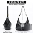 thumbnail image 4 of AOUNQ Hobo Bags for Women, Vegan Leather Shoulder Handbag, Stylish Slouchy Tote Bag, Crossbody Purses with Adjustable Wide Strap, Black, 4 of 9