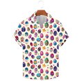 thumbnail image 2 of JURANMO Mens Easter Button Down Shirt Funny Easter Eggs Print Short Sleeve Hawaiian Bowling Shirts Easter Day T Shirts White M Lightening Sales, 2 of 6