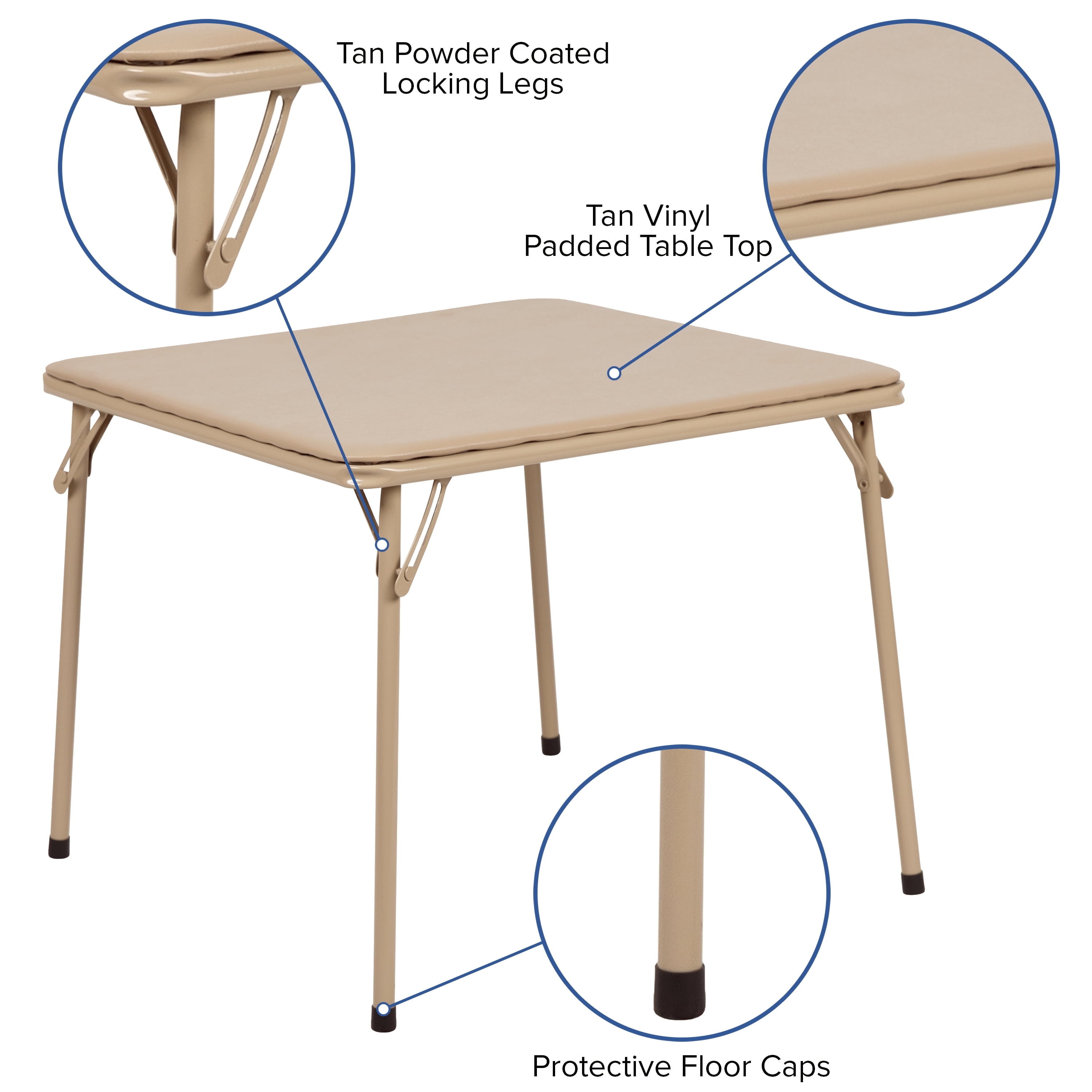Emma + Oliver Kids Tan Folding Game and Activity Table - Toddler Table for Daycare Center