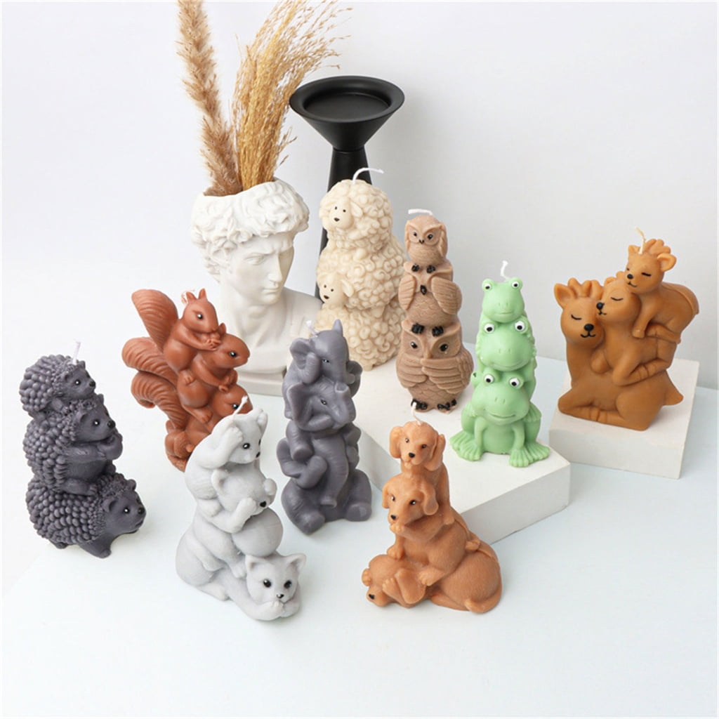 Lovely Animal Cake Chocolate Mold 3D Stacked Golden Elephant Kitten Fun DIY Crafts Silicone Resin Mould