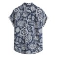 thumbnail image 4 of Camiseta de manga corta cómoda de lino y algodón informal a la moda para hombre Pompotops  oipoqjl43854, 4 of 5