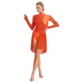 thumbnail image 7 of Aislor Womens Contemporary Lyrical Dance Long Sleeve Rhinestone Backless Ballet Dancewear Leotard Dress Orange XXL, 7 of 7