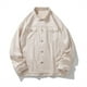 thumbnail image 4 of Camisas Para Hombre Manga Corta Camisa Retro de manga larga para playa y vacaciones al libre con solapa de Color sólido informal de un solo botón de otoño e invierno para hombre (Beige, XL), 4 of 5