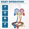 thumbnail image 4 of 3 Way AC Gauges Set, AC Manifold Gauge Set for R134a R12 R22 R502 Refrigerant with 3FT Flameproof Hoses & Adapter, Puncturing Can Tap Tools kit, 4 of 8
