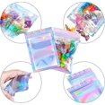 thumbnail image 2 of 50 Pieces Resealable Foil Pouch Bag Foil Pouch Bags Holographic Packaging Bags Foil Storage Bag For Food Storage (10.5*15cm), 2 of 4