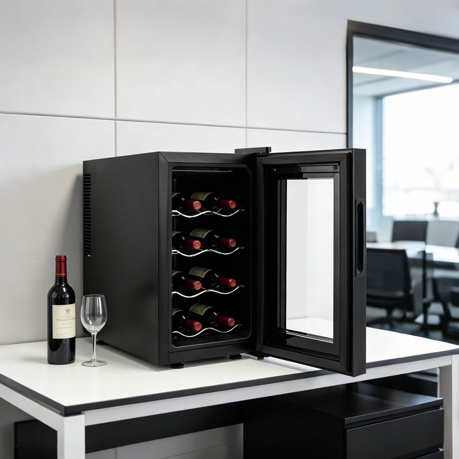8 Bottle Wine Cellar, Wine Cooler, 25.8*50.2*46.5cm Beverage Wine Chiller