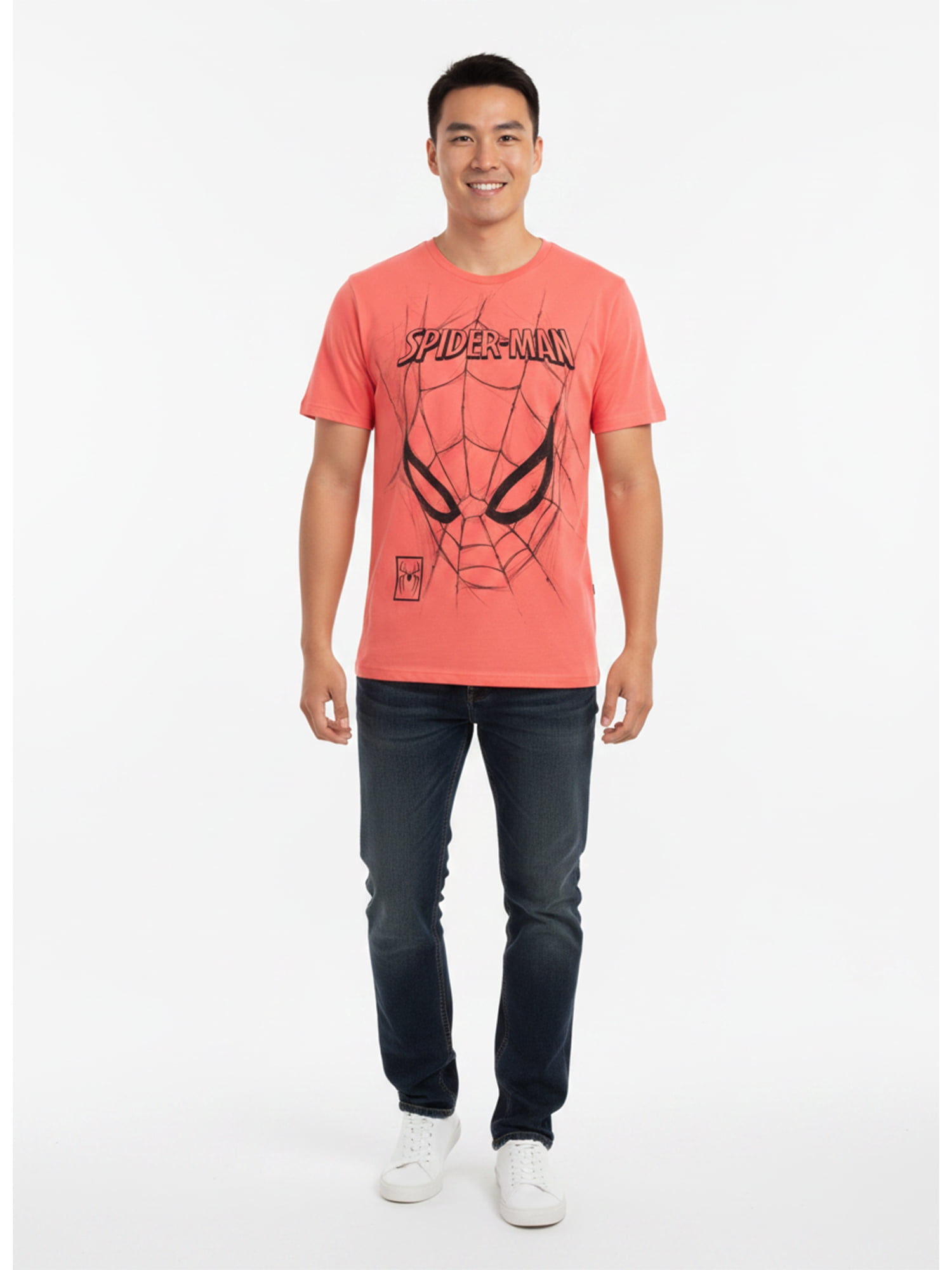 Marvel Spider-Man, Men's & Big Men's Graphic Tee, Sketch Face, Sizes S-3XL
