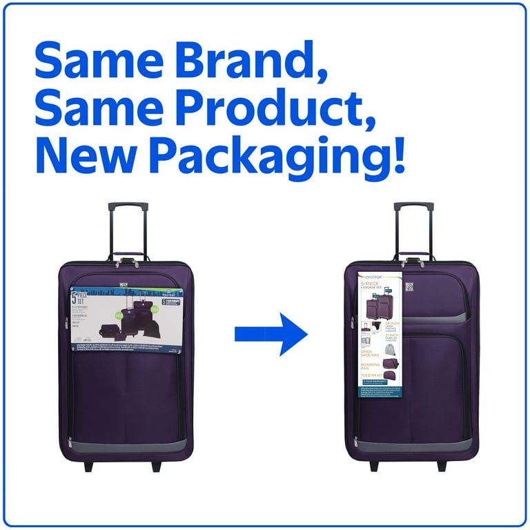 Protege 5 Piece Luggage Set, Includes Check, Carry-on Size, Tote