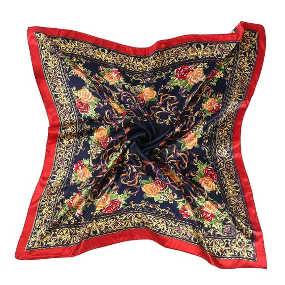 Baberdicy Scarf Big Deal Women Lady Floral Printed Square Scarf Head Wrap Shawl Navy Clearance!
