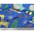 thumbnail image 3 of Soimoi Blue Cotton Voile Fabric Christmas Tree & Penguin Cartoon Print Fabric by Yard 42 Inch Wide, 3 of 3