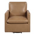 thumbnail image 2 of Mellory Upholstered Faux Leather Swivel Armchair, Brown, 2 of 9