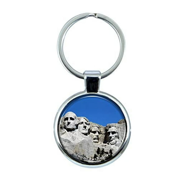 Mount Rushmore Keychain with Epoxy Dome and Metal Keyring