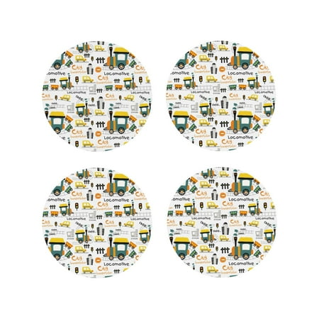 

Tideii Transportation Cartoon for Leather Coasters 4 Pieces Anti-fouling and Anti-scalding Decorative Coasters Suitable for Restaurants Kitchens Coffee Shops-Round Shape