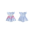 thumbnail image 2 of BemeyourBBs Newborn Baby Girls Easter Outfits Easter Bunny Romper Dress Rabbit Embroidered Plaid Bows Smocked Flying Sleeve Newborn Bodysuit Spring Summer Clothes, 2 of 9