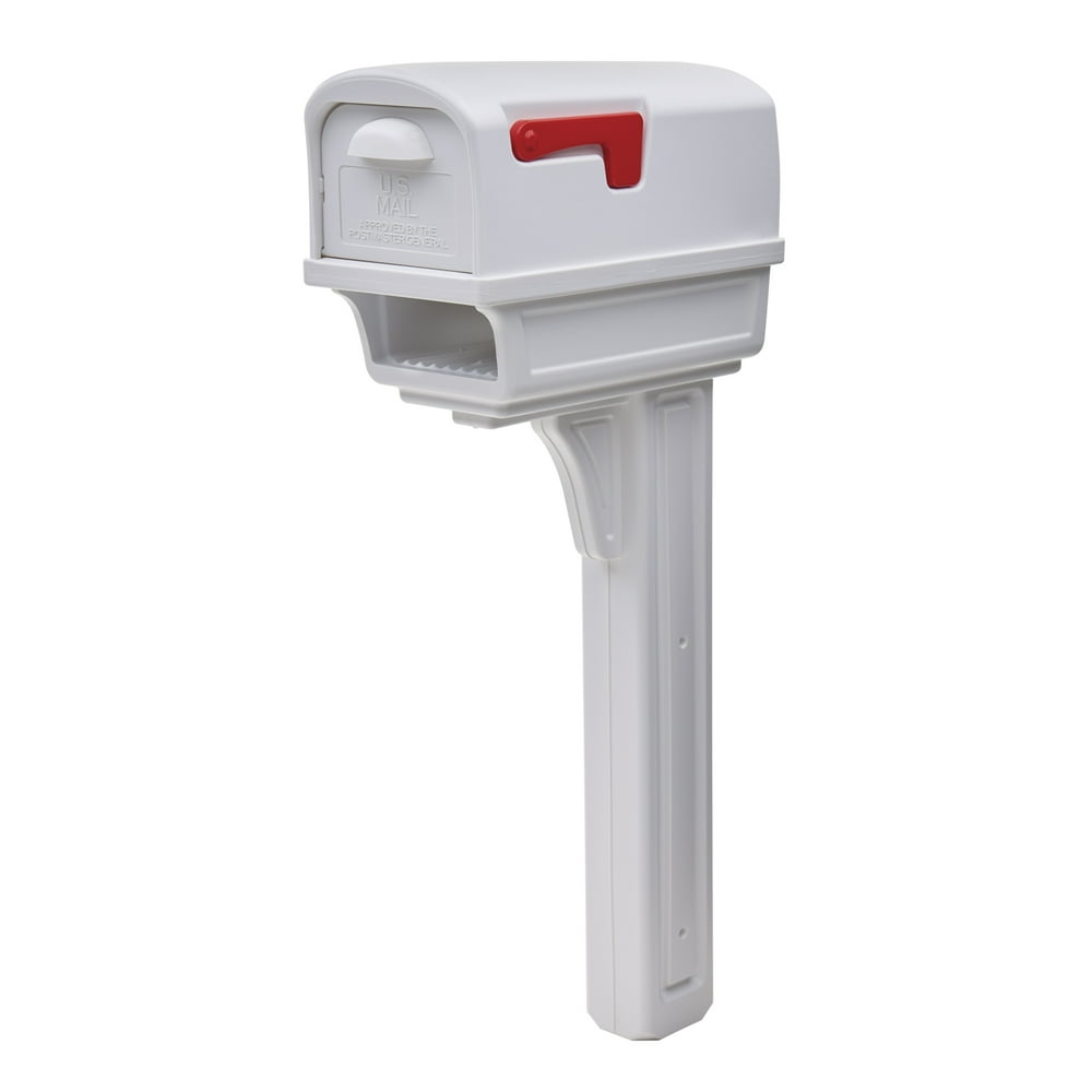 Gibraltar Mailboxes Gentry Large Capacity Plastic White AllinOne Mailbox and Post Combo