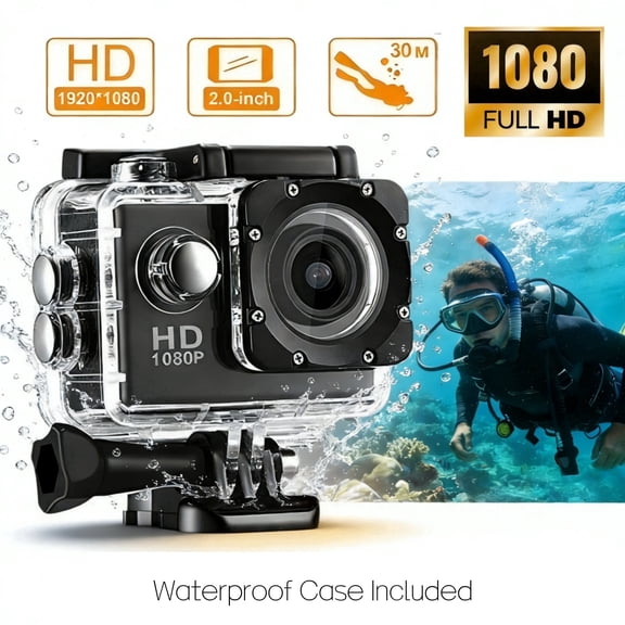 Ourlife Action Camera 1080P HD with Waterproof Case 30M Wearable Pocket Video Camera with 90° Wide Angle 12MP Photos 32GB Support, Mini Sports Camera for Teens Cycling Diving Outdoor Adventure Black