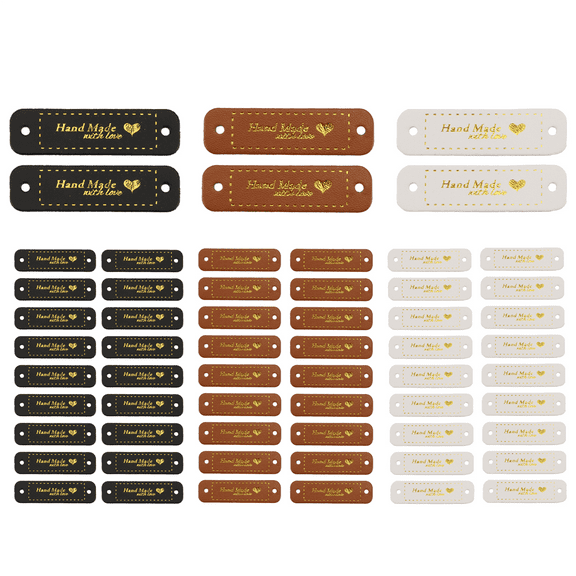 New Arrivals 60Pcs Handmade PU Leather Tags Faux Sew on Labels