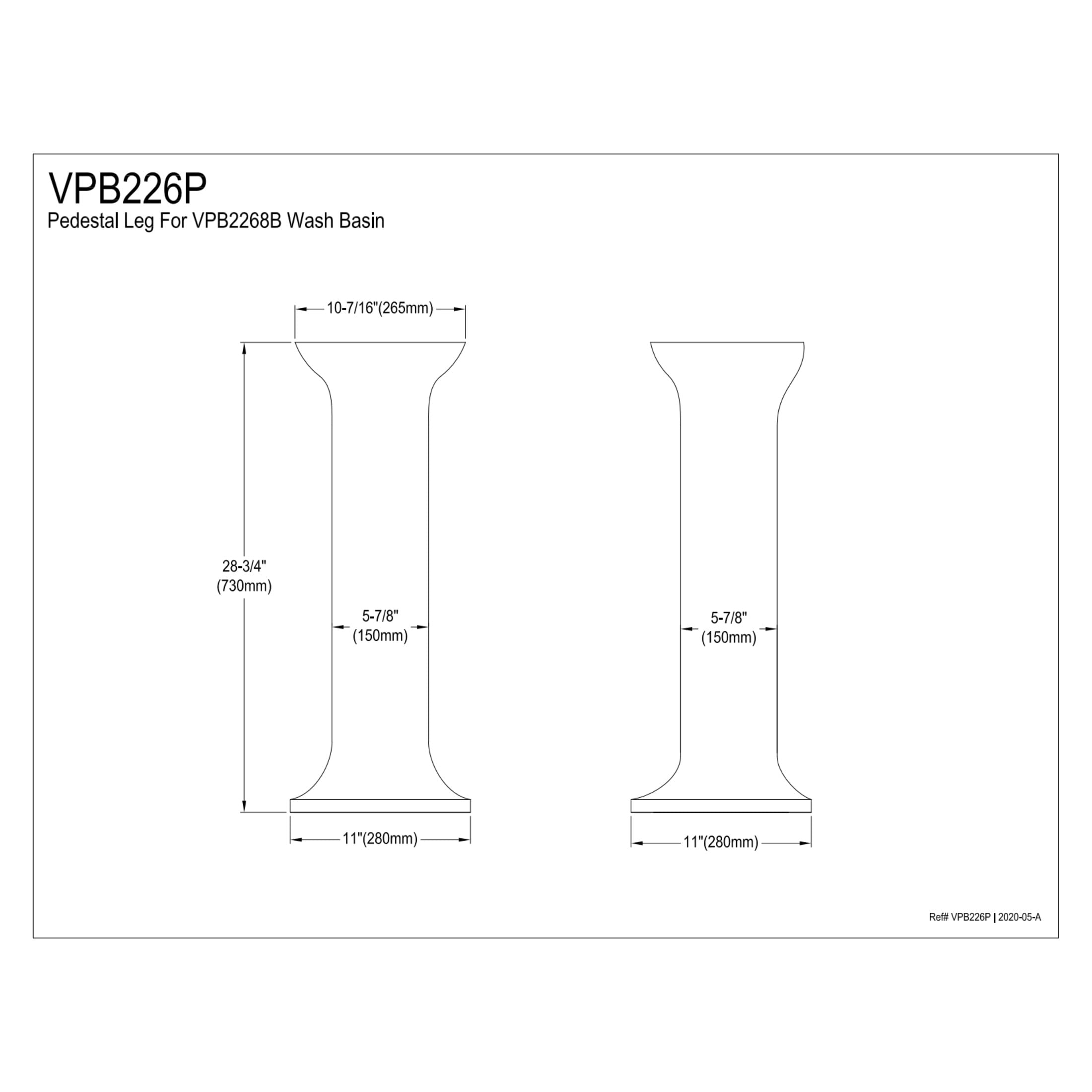 Kingston Brass VPB226P Robert Ceramic Pedestal Sink Base (VPB2268), White