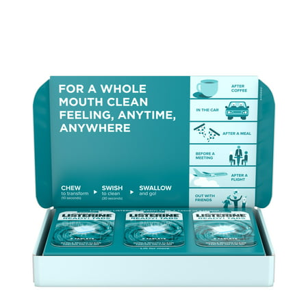 Listerine Ready! Tabs Chewable Tablets with Clean Mint Flavor, 56