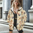 thumbnail image 3 of FOR U DESIGNS Vintage Rooster Zip Up Hoodie Women Oversized Graphic Hoodies Size L Hooded Sweatshirt Women with Front Zipper Lightweight Down-Shoulder Collar Sportswear, 3 of 7