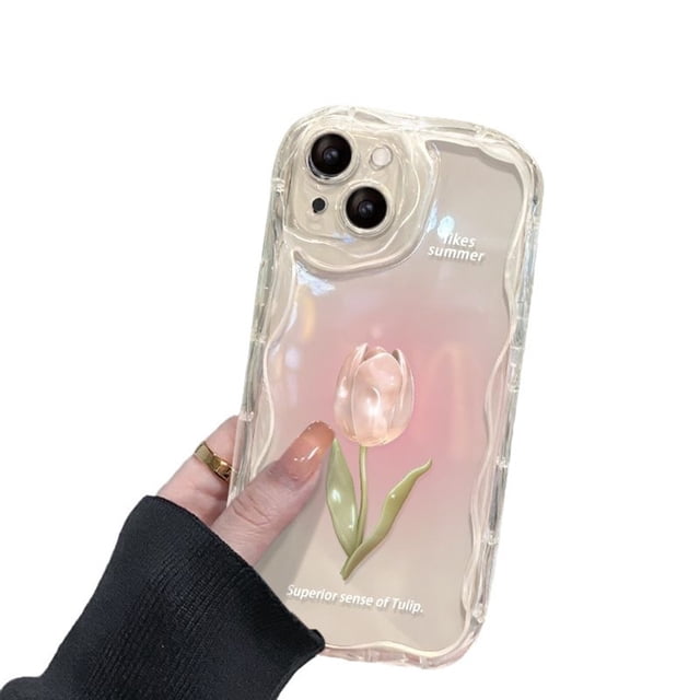 xiaxaixu Étui de Téléphone Anti-Chute Tulipe Douce Florale Transparente TPU Protectrice Transparente