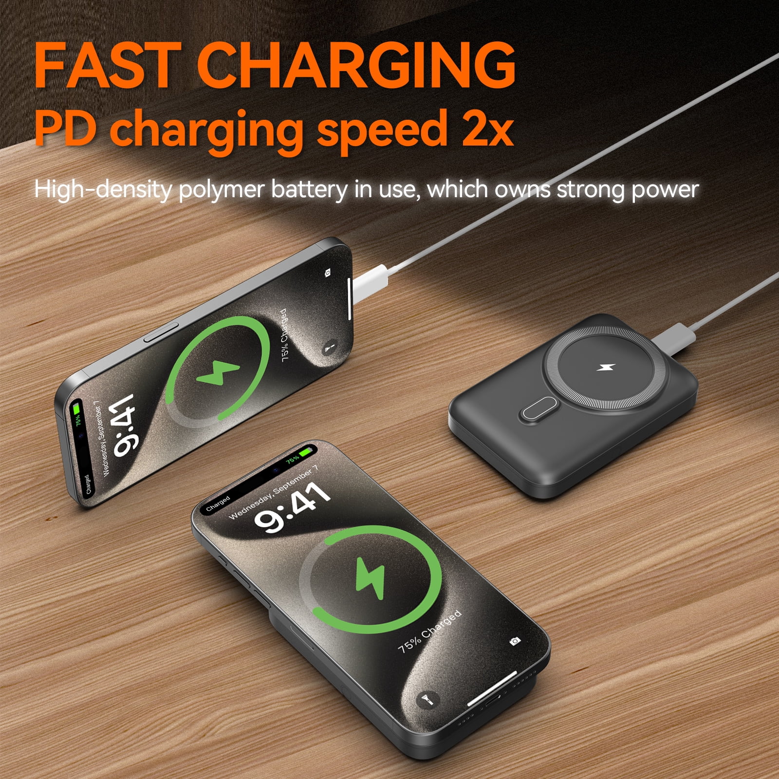 NIGOE Magnetic Wireless Power Bank 10000mAh Portable Charger 22.5W Fast Charging with LED Display, Dual-Bracket Compatible for iPhone 16/15/14 Series