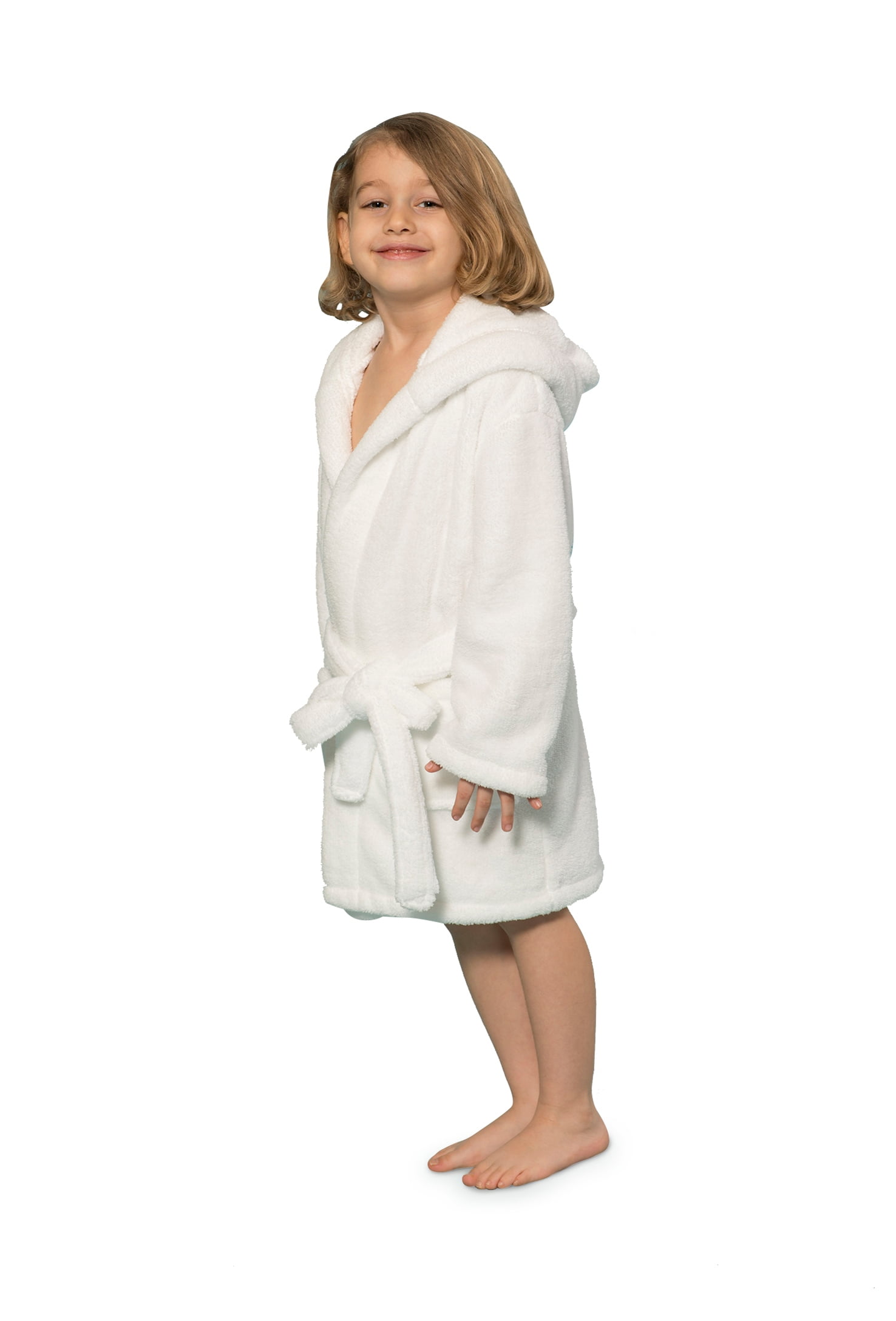 Towelnrobe Boys Hooded Robe of Plush Microfleece. Soft, Warm with 2