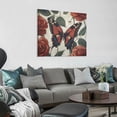 thumbnail image 2 of Fenyluxe Red Rose Butterfly Wall Art Decor Print Ready To Hang Home Decoration 16x16in, 2 of 6