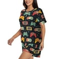 thumbnail image 2 of Bixox Women's Retro Video Game Printed Pajama Set 2 Piece Lounge Set Top and Shorts Soft Pajamas, Shorts with Pockets, 2 of 7