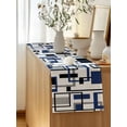 thumbnail image 5 of Table Runner 90 Inches Long for Kitchen Dining, Navy Blue Black Grey Geometric Dresser Scarf Farmhouse, Dining Table Decorations for Wedding/Parties, Middle Century Modern Abstract Art 13 x 90 In, 5 of 9