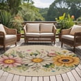 thumbnail image 4 of Round Rug 5Ft Washable Non-Slip, Vintage Daisy Floral Circle Area Rugs for Living Room Bedroom, Spring Flowers Botanical Leaves Rustic Indoor Floor Mats Carpet Runner for Home Decor Aesthetic, 4 of 8