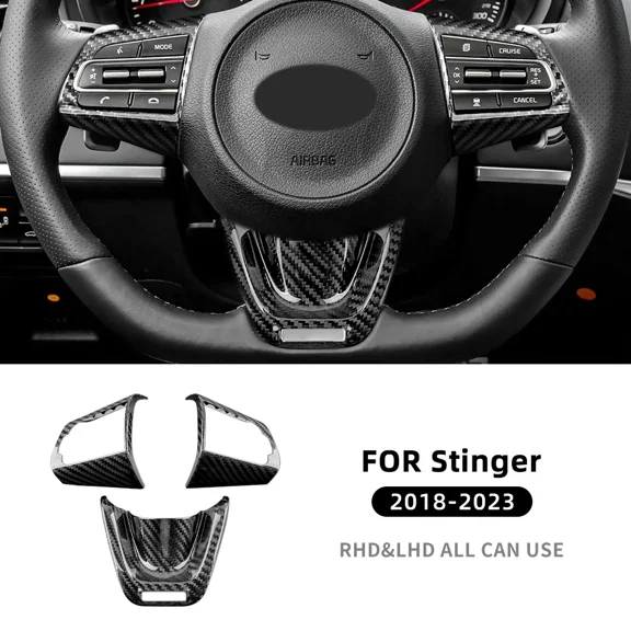 Real Hard Carbon Fiber Cover For Kia Stinger 2018 2019 2020 2021 2022 2023 Car Steering Wheel Panel Interior Trim Accessories.