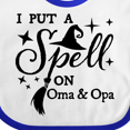 thumbnail image 4 of Inktastic I Put a Spell on Oma and Opa Witch Hat and Broom Boys or Girls Baby Bib, 4 of 4