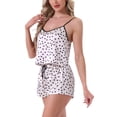 thumbnail image 4 of Conjunto de pijamas de satén para mujeres INSPIRE CHIC, ropa de dormir, tops de tirantes con pantalones cortos, ropa de casa, S Rosa-Negro, 4 of 6