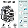 thumbnail image 4 of Black and White Checkered Backpack for School,Cute School Bag,Schoolbag with Adjustable Shoulder Straps & Padded Back,15.3"x11"x6.7", 4 of 4