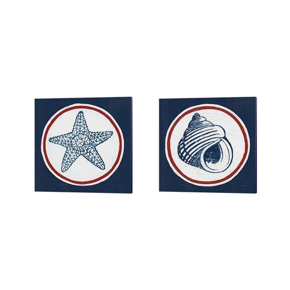 Metaverse Kathrine Lovell 'Summer Shells Nautical' Canvas Art (Set of 2)