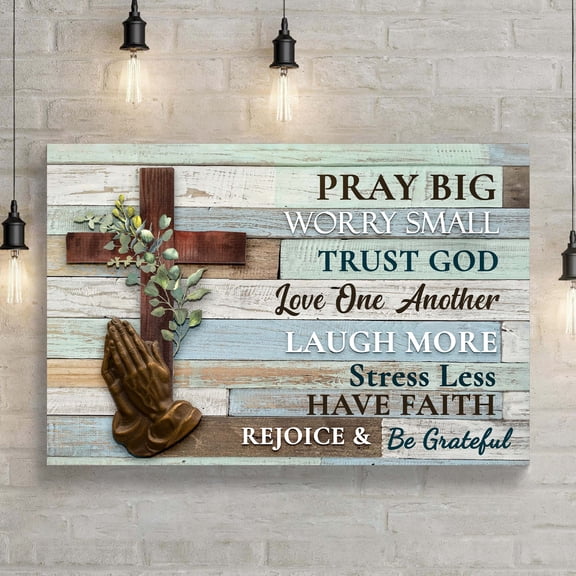 Trust God Love One Another Sign: Inspirational Religious Wall Decor, Scripture Quote Plaque for Home and Living Room
