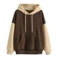 thumbnail image 2 of Womens Hooded Sweatshirts Color Block Crew Neck Hoodies Casual Long Sleeve Pullover Tops Trendy 2025 with Pocket, 2 of 4