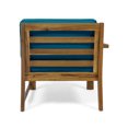 thumbnail image 2 of GDF Studio Makayla Outdoor 3 Seater Acacia Wood Sofa Sectional, Teak and Dark Teal, 2 of 12