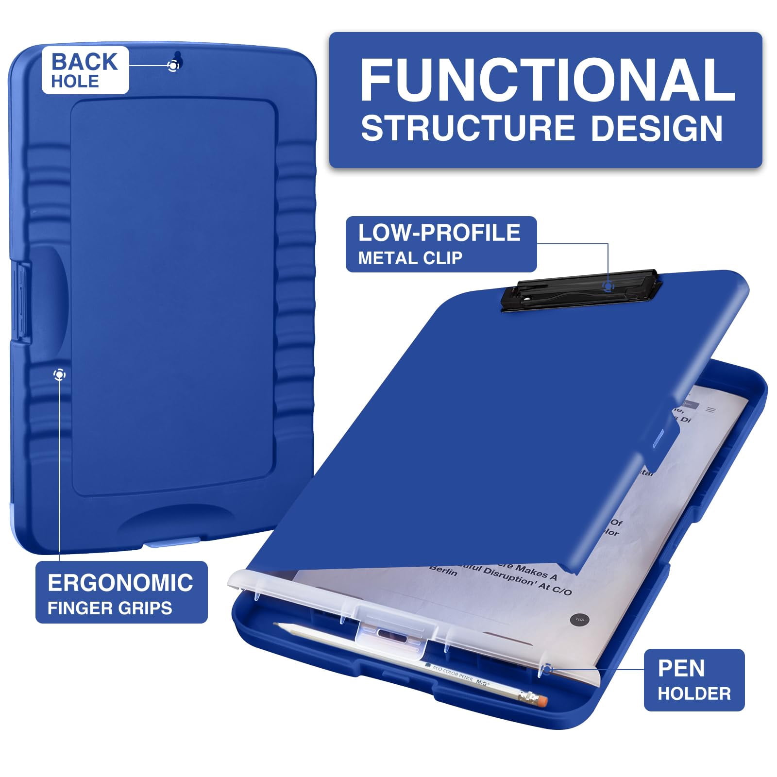 Clipboard With Storage  High Capacity Clipboards Pen Holder Clip Boards 8.5x11 Low-profile Lightweight Plastic For Teachers Lawers Office Workers
